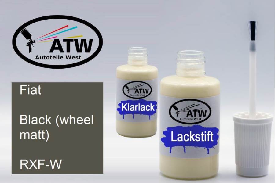 Fiat, Black (wheel matt), RXF-W: 20ml Lackstift + 20ml Klarlack - Set, von ATW Autoteile West.